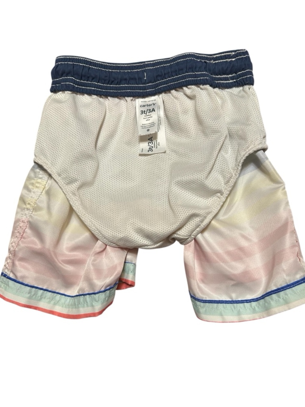 Carter's Navy Blue Rash Guard & Multicolor Striped Swim Shorts Set - Picture 4 of 6